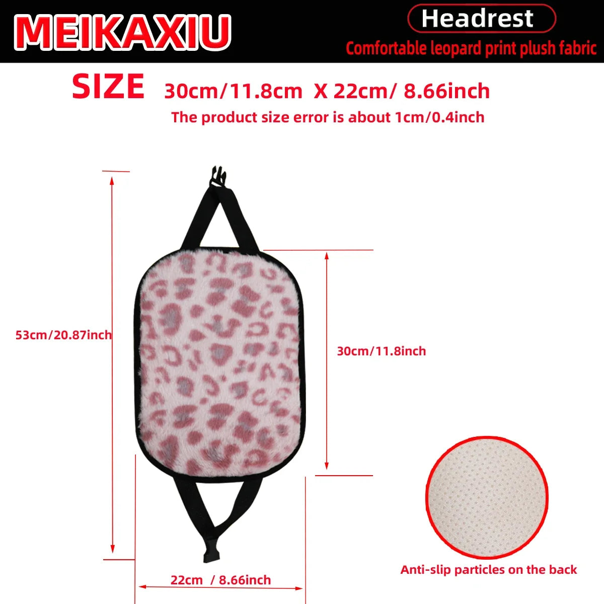 Leopard Print Faux Fur Car Headrest Cover - Soft Decorative Pillowcase for Stylish Interior Comfort