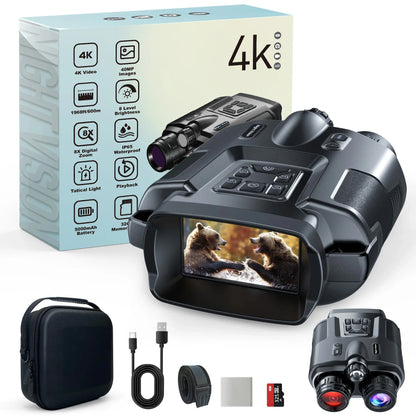 4K Night Vision Binoculars with 8X Digital Zoom – 5000mAh Rechargeable Infrared Goggles for Hunting & Surveillance