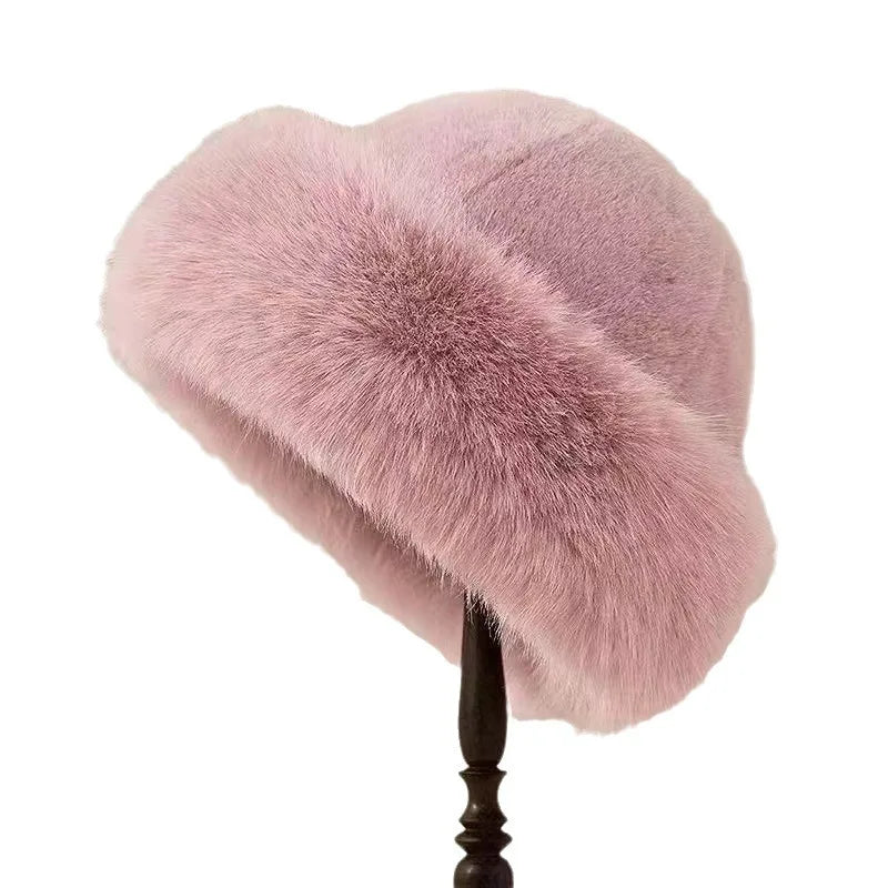 Mongolian Hat for Women – Cotton, Warm, Eye-Catching, Versatile Ear Protection, Water-Resistant Plush Basin Hat