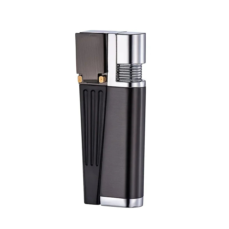 Hot Oblique Free Fire Torch Lighter – Metal Keychain Cigar & Cigarette Lighter with Grinding Wheel, Creative Gadget for Men