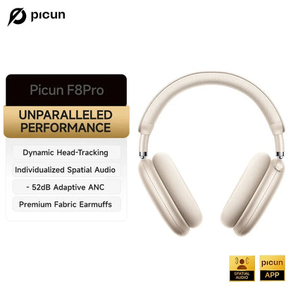 Picun F8 Pro ANC Wireless Headphones - 3D Spatial Audio Bluetooth Headset with HD Mic & Low Latency App Support