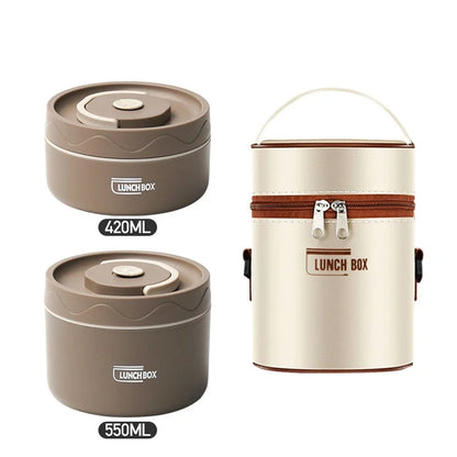 Insulated Stainless Steel Lunch Box Set - Microwavable Bento Box with Leakproof Thermal Lunch Bag, Portable Food Container