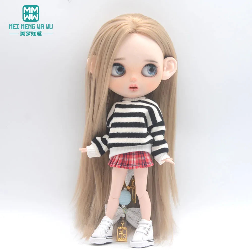 Blythe Doll Accessories Set – Fashion Sweatshirt, Shoe Covers & Sneakers for Blythe & Azone Dolls, Christmas Gift