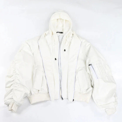 Mauroicardi Autumn Winter Oversized PU Leather Bomber Jacket for Men - Thickened Warm Hooded Luxury Designer Coat