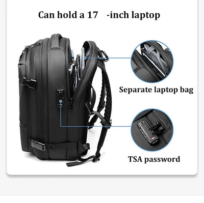 Men's Travel Backpack - Vacuum Compression 17" Laptop Backpack, Large Capacity Business & Hiking Bag