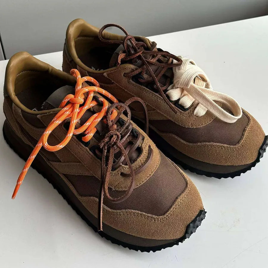 4PCS Vintage DE Leather Shoelaces Set – Round & Flat DIY Sports Casual Shoe Laces Combination