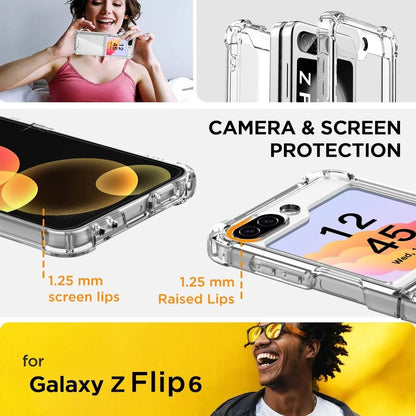 Samsung Galaxy Z Flip 6 Airbag Transparent Case, Acrylic PC Back & Soft TPU Bumper, Armor Cover for Z Flip 6, 5, 4, 3