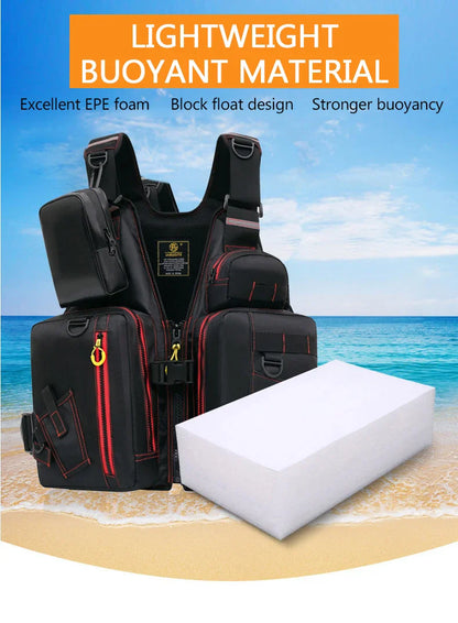 Multi-Functional Life Jacket Vest for Outdoor Fishing – Safety Vest with Storage Pockets & Buoyant Materials