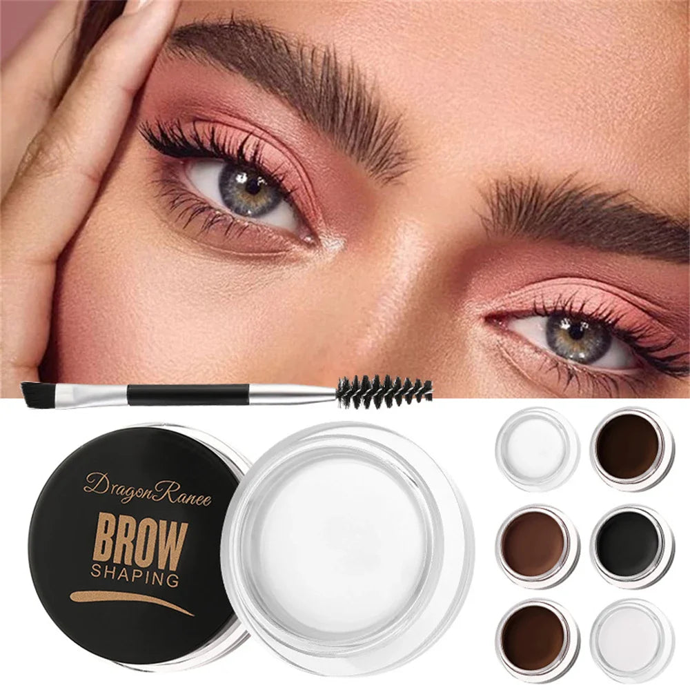 Matte Brown & Black Eyebrow Cream – 3D Natural Tint, Waterproof Gel Wax, Long-Lasting Eyebrow Enhancer