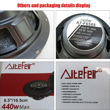 6.5 Inch 880W 4-Way Universal Car Coaxial Speakers - Full Range HiFi Stereo with Non-Destructive Installation