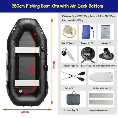 Professional Inflatable Boat Raft Dinghy for Adults – Tear-Resistant Foldable Kayak Canoe Fishing & Drifting Boat