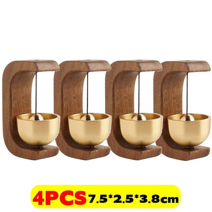 Wireless Doorbell with Solid Wooden Design - Magnetic Brass Wind Chimes, Jingle Bell Pendant for Entrance & Home Decor