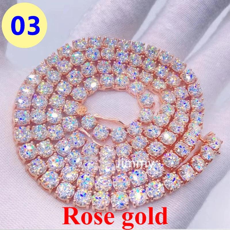 3–6.5MM D Color Moissanite Tennis Bracelet & Necklace Set – Hip Hop S925 Sterling Silver White Gold Plated Jewelry for Men & Women