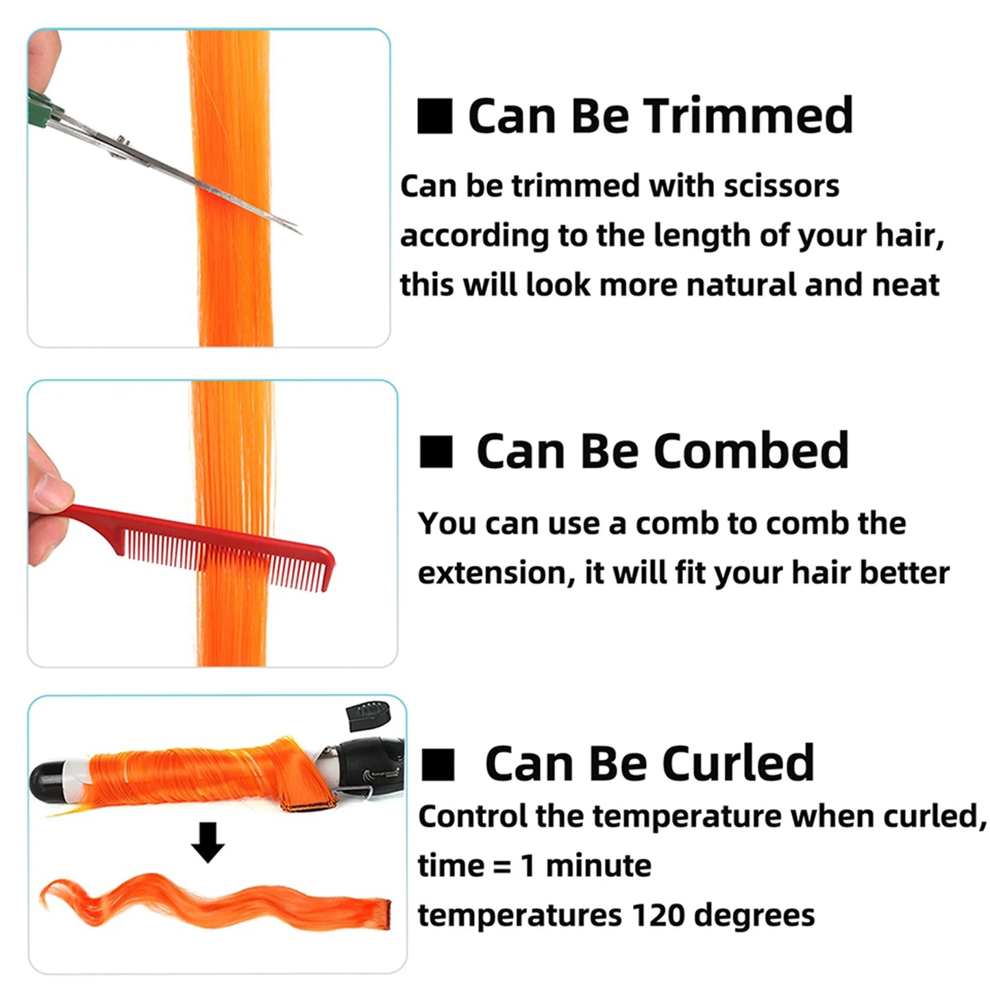 18-Color Clip-In Hair Extensions – 22 Inch Long Straight Synthetic Wig with High Gloss for Women & Children