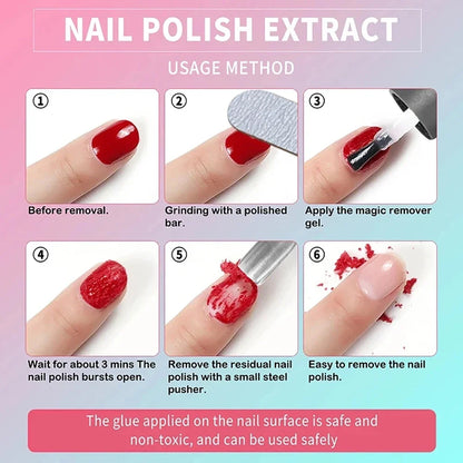 15ML Magic Nail Gel Remover — Fast-Acting UV & Semi-Permanent Polish Remover, Soak-Off Varnish Cleaner for Nail Art