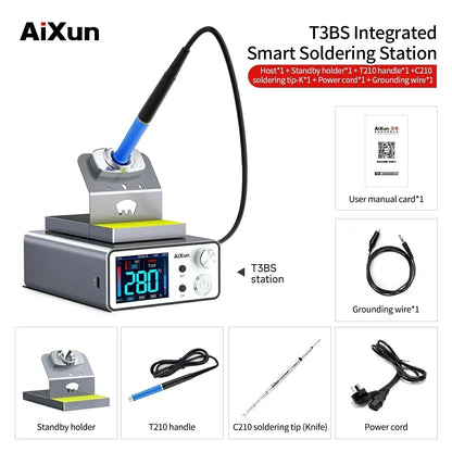 AIXUN T3A/T3B Intelligent Soldering Station – Rework Station for PCB & BGA Soldering with T115/T210/T245/T12 Tools