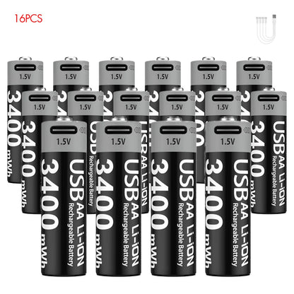 MATOV USB Rechargeable Li-ion AA 3400mWh & AAA 1100mWh 1.5V Batteries Pack