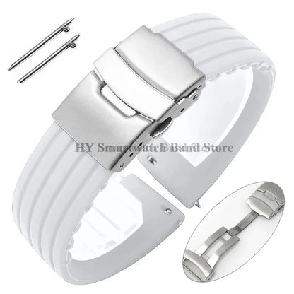 Quick Release Silicone Watch Strap 18–24mm – Sport Rubber Band for Huawei Watch GT2/3/4, Omega, Seiko, Fossil