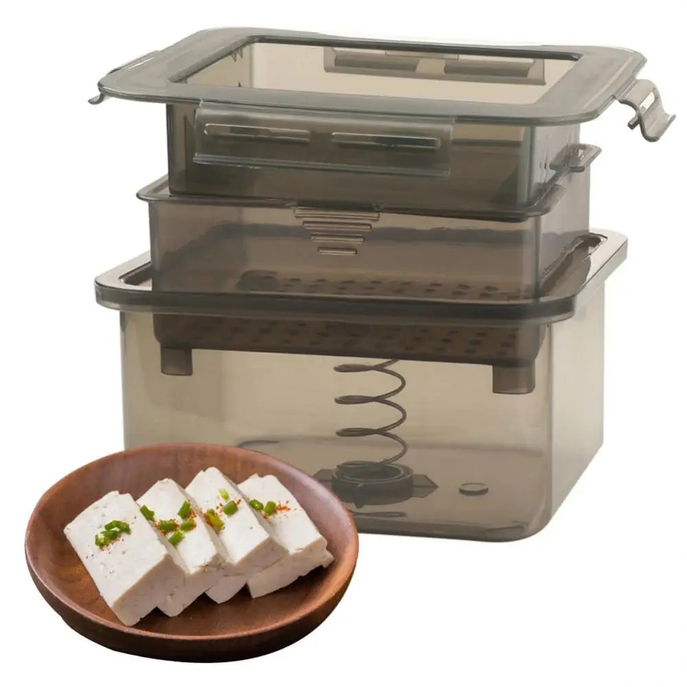 3-Layer Tofu Press & Drainer - Built-in Drainage, Dishwasher Safe - Essential Kitchen Cooking Tool for Perfect Tofu Making