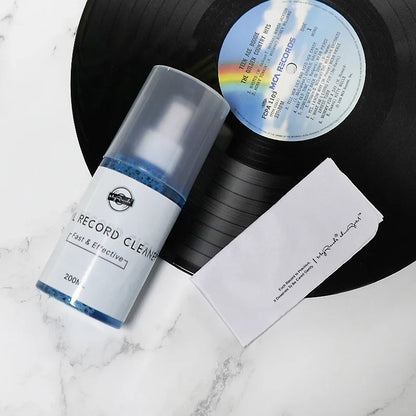 200ml LP/CD Vinyl Record Cleaner – Anti-Static Dust Removal Spray with Flannel Cloth for Professional Cleaning