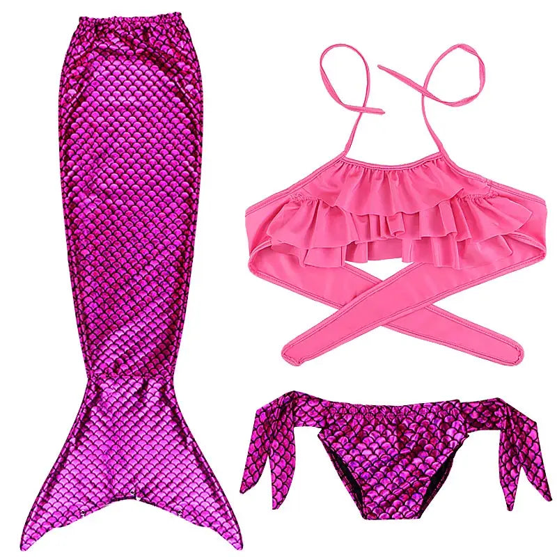 Little Girl Mermaid Tail Swimsuit — Kids Beach Bikini Cosplay Costume, Perfect Birthday Gift for Girls