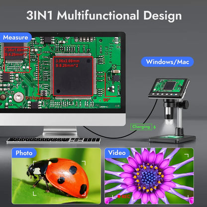 Hayve 4.3” Digital Microscope – 1000X 1080P Coin & Soldering Microscope with 8 LEDs, PC View Video Inspection Tool for Electronics Repair