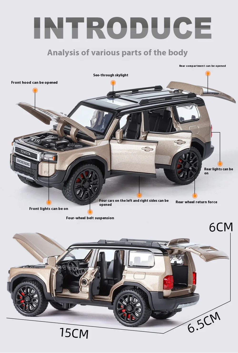 1:32 Toyota Prado Land Cruiser Alloy Diecast Model Car – Off-Road Toy for Kids & Collectible Gift