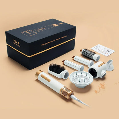 7 in 1 Professional Hair Dryer Set – High-Speed Brushless Motor, Negative Ion Curler, Straightener & Hot Comb