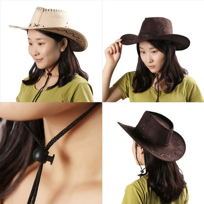 Unisex Western Cowboy Hat – Suede Cowgirl & Cowboy Style for Fashion & Party Wear