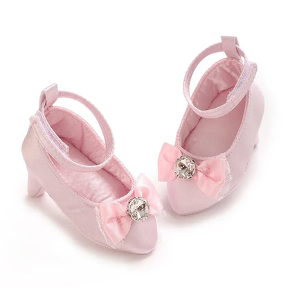 Newborn Baby Girl Princess Heels - Bow Party Crib Shoes for 0–5 Months