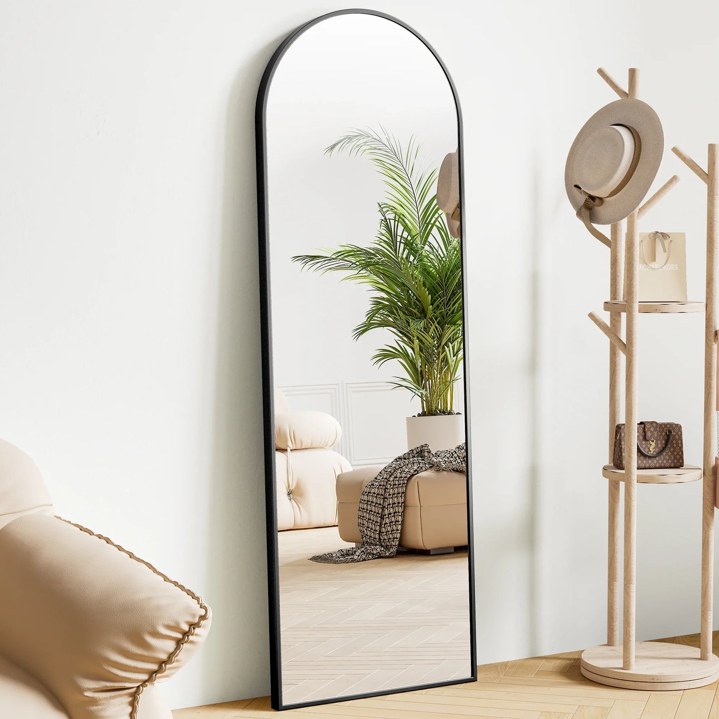 64"x21" Full Body Wall Mirror – Standing, Hanging, or Leaning with Aluminum Alloy Frame for Living Room