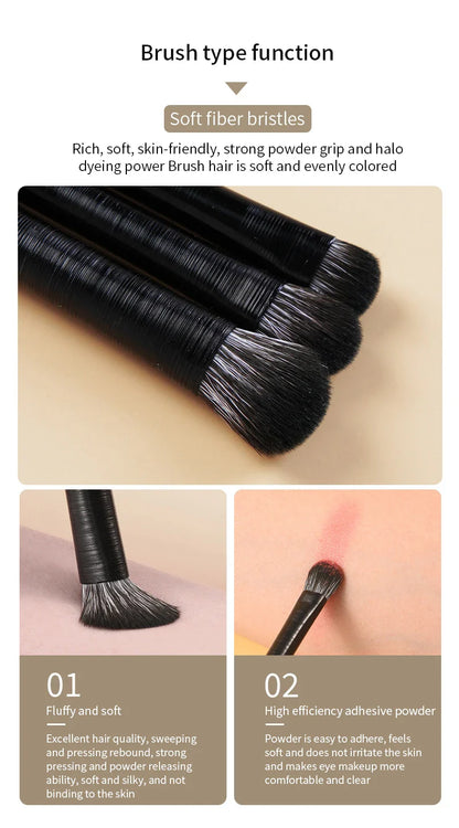 Natural Eye Makeup Brushes Set - Eyeshadow, Eyebrow, Contour, and Eyeliner Brushes for Women, Blending & Detail Tools