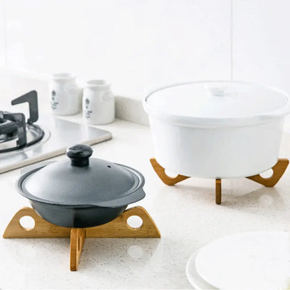 1-Piece Bamboo Trivet Pot Stand - Heat-Resistant Wooden Dish Holder, Anti-Heat Pan Rack for Kitchen, Eco-Friendly Cross Bamboo Cup Coaster
