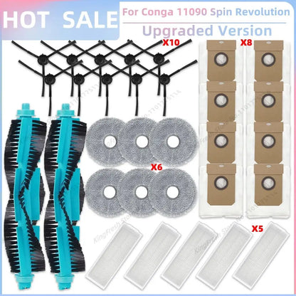 Replacement Parts Kit for Cecotec Conga 11090 / 13090 Spin Revolution Vacuum – Roller, Brushes, HEPA Filter & Mop