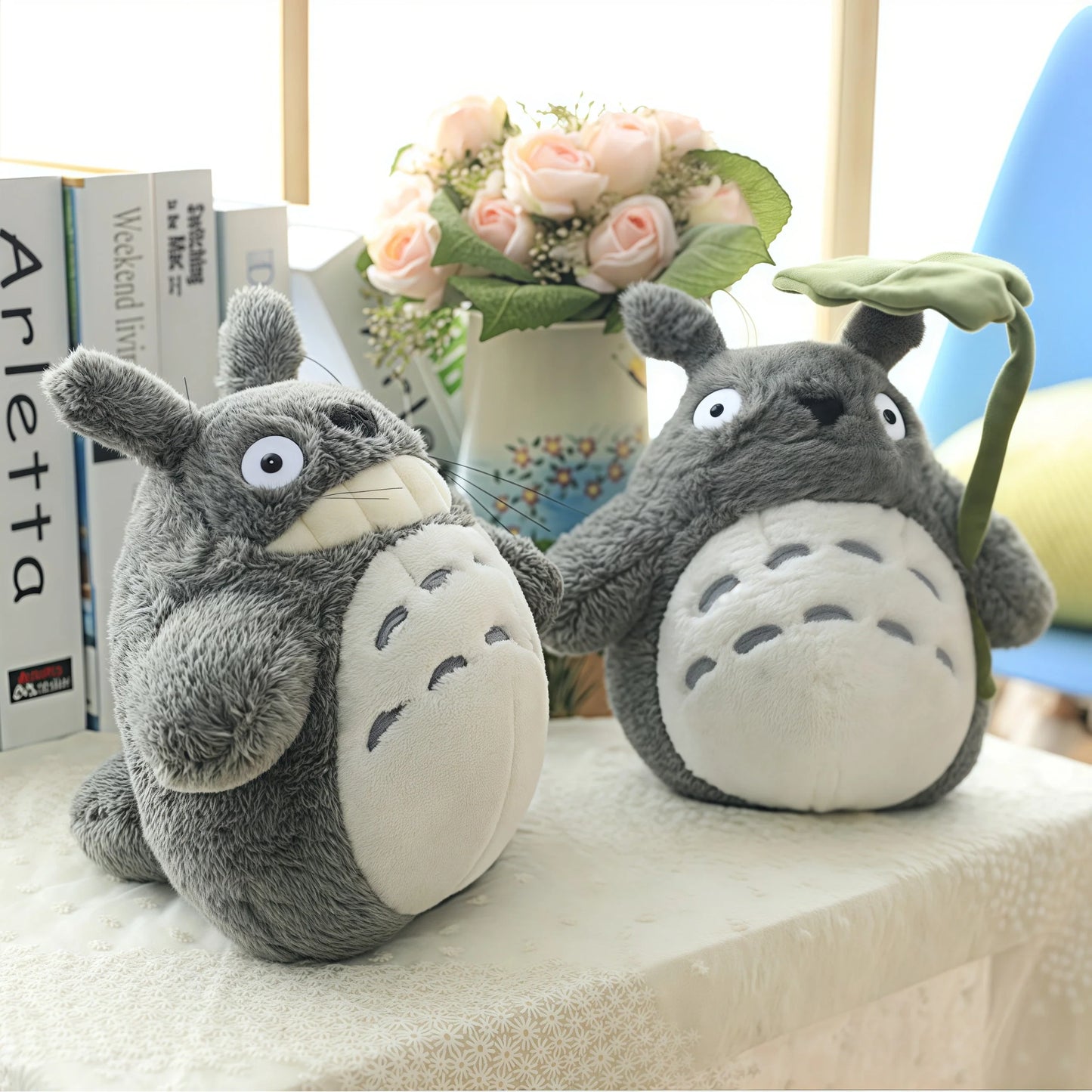 Cartoon Laugh Heartily Totoro Plush Toy — Stuffed Anime Movie Totoro, Lotus Leaf Pillow Plushie, Japanese-Style Doll Gift
