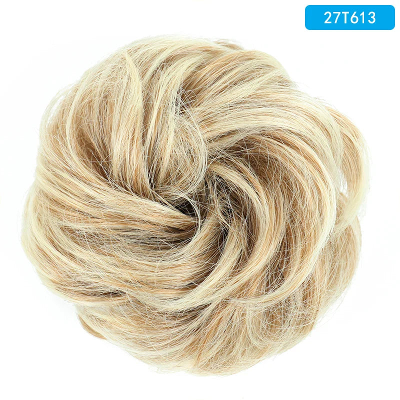 AZQUEEN Messy Bun Hair Extension – Synthetic Curly Wave Chignon Scrunchie, Elastic Band Updo Hairpiece for Women