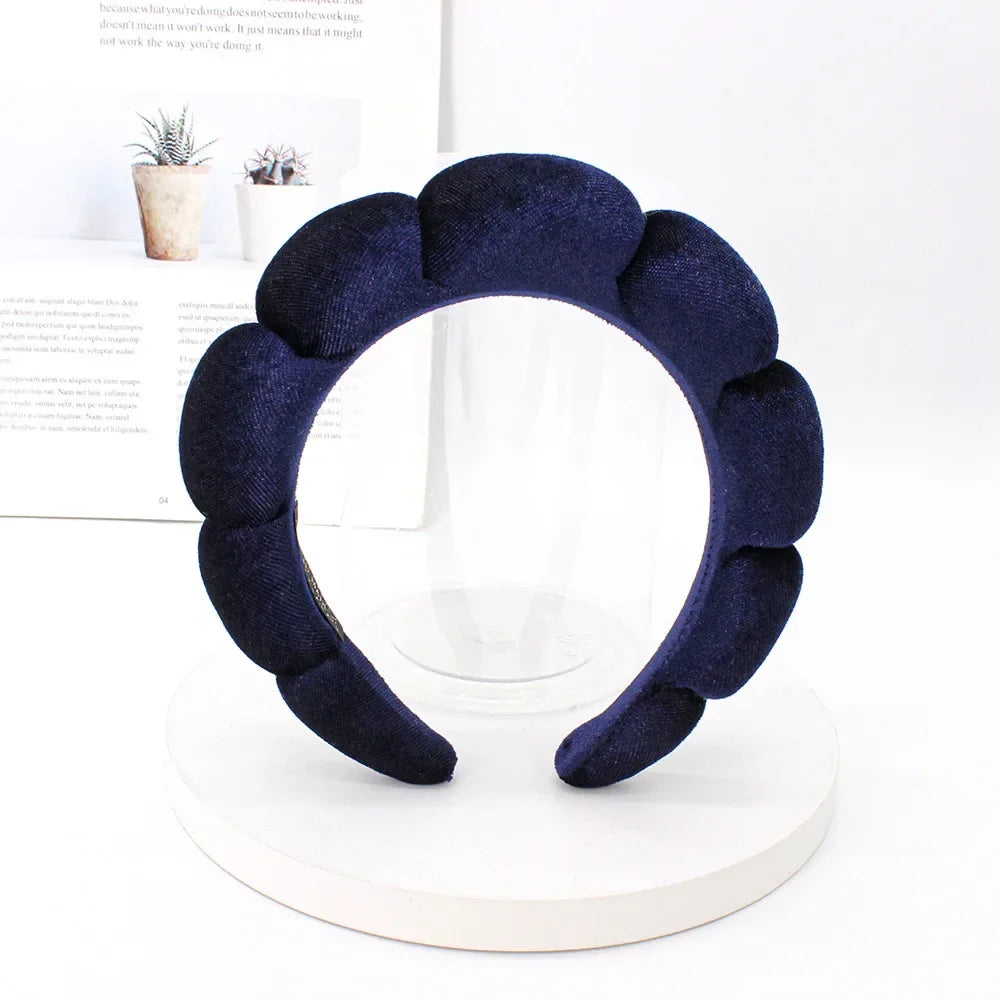 Velvet Sponge Spa Headband – Wide Padded Makeup & Face Washing Hairband for Skincare, Shower & Beauty Routine for Women & Girls