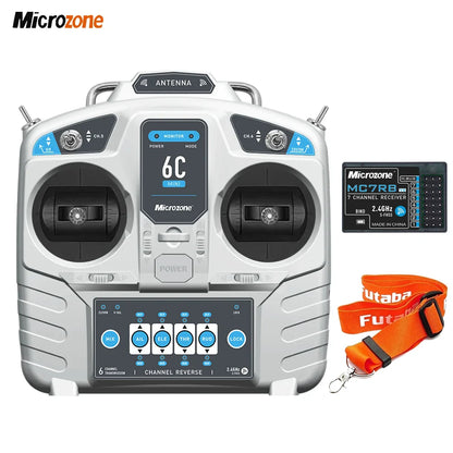 MicroZone MC6C-Mini V2 2.4G 6CH RC Controller — MC7RB Receiver for Fixed-Wing, Car, Boat & Airplane Toys