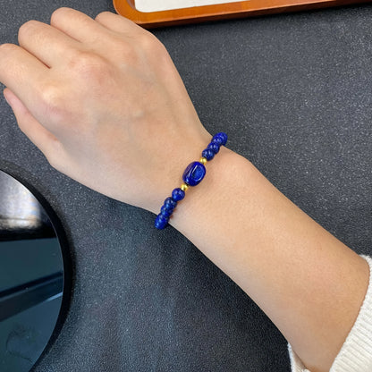 Natural Lapis Lazuli Bracelet – Genuine December Birthstone Bohemian Style Crystal Jewelry for Wealth, Success & Daily Wear Unisex Bangle