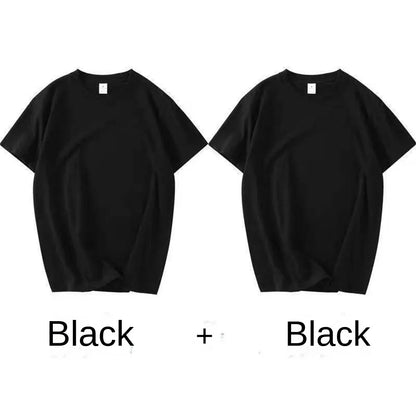 2PCS Unisex 100% Cotton White T-Shirts – Casual Loose Fit Short Sleeve Breathable Tees for Men & Women