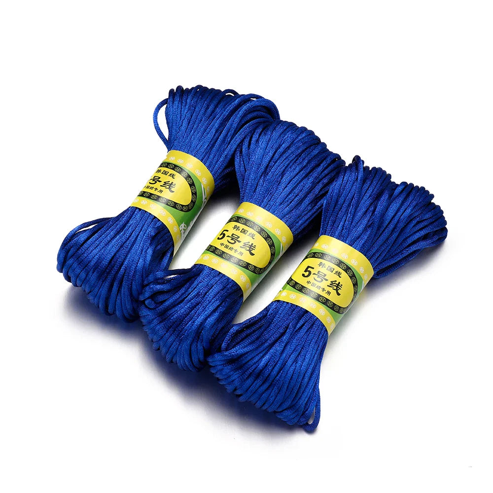 20m/Lot Chinese Knotting Silk Macrame Cord – 1.5mm & 2mm Nylon Black Satin Beading & Shamballa Thread