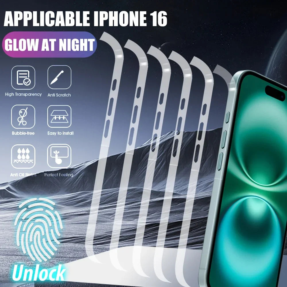 16PM Side Hydrogel Film Screen Protector | Protective Border Frame for iPhone 16, 15, 14 Pro Max, Plus, 14 ProMax, 13 Mini
