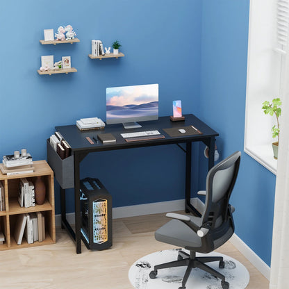 Computer Desk – Modern Compact Writing & Gaming Table with Side Bag, Headphone Hook, Easy Assembly