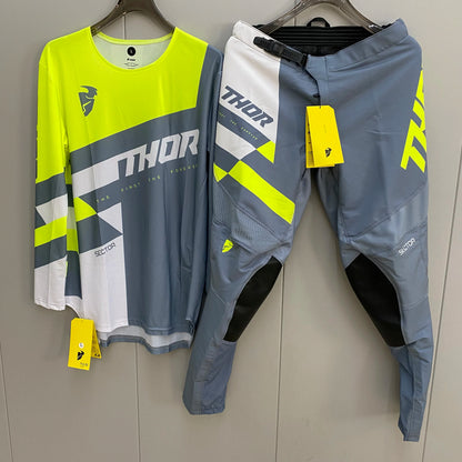 Thor 2026 Motorcycle Riding Set - Bleach Black Camo Off-Road Racing Gear Long Sleeve Jersey and Pants
