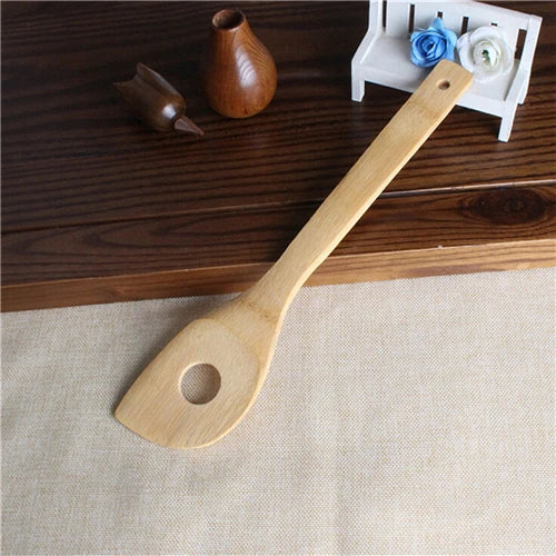 6PCS Bamboo Cooking Utensil Set – Wooden Spoons & Spatulas for Kitchen Mixing & Cooking