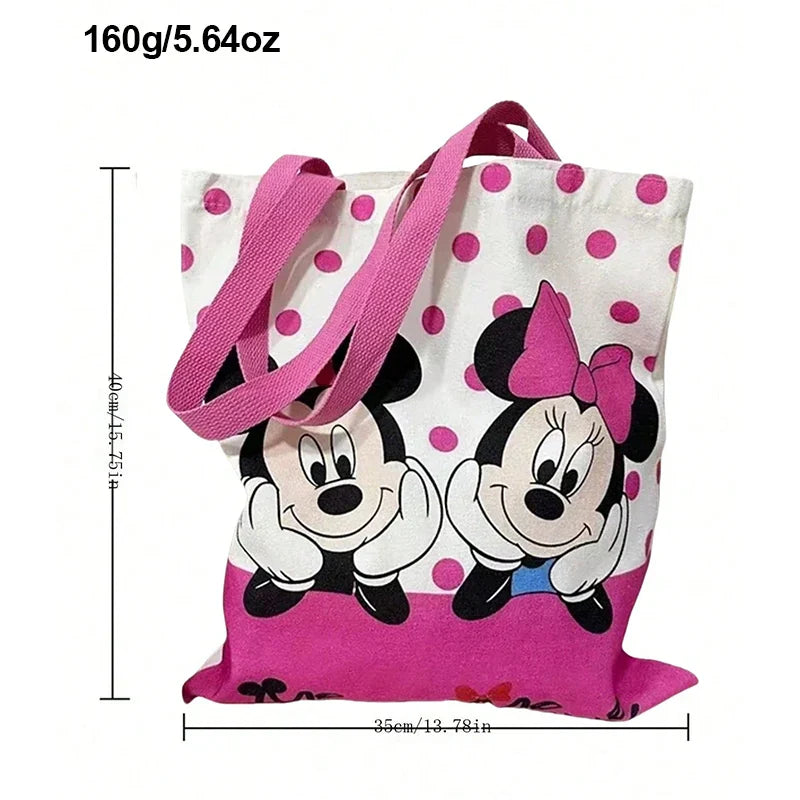 Lightweight Disney Mickey & Minnie Canvas Tote Bag – Large Capacity Durable Shoulder Bag for School, Work & Everyday Use