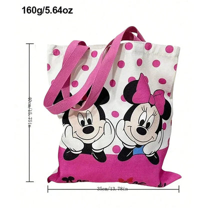 Lightweight Disney Mickey & Minnie Canvas Tote Bag – Large Capacity Durable Shoulder Bag for School, Work & Everyday Use