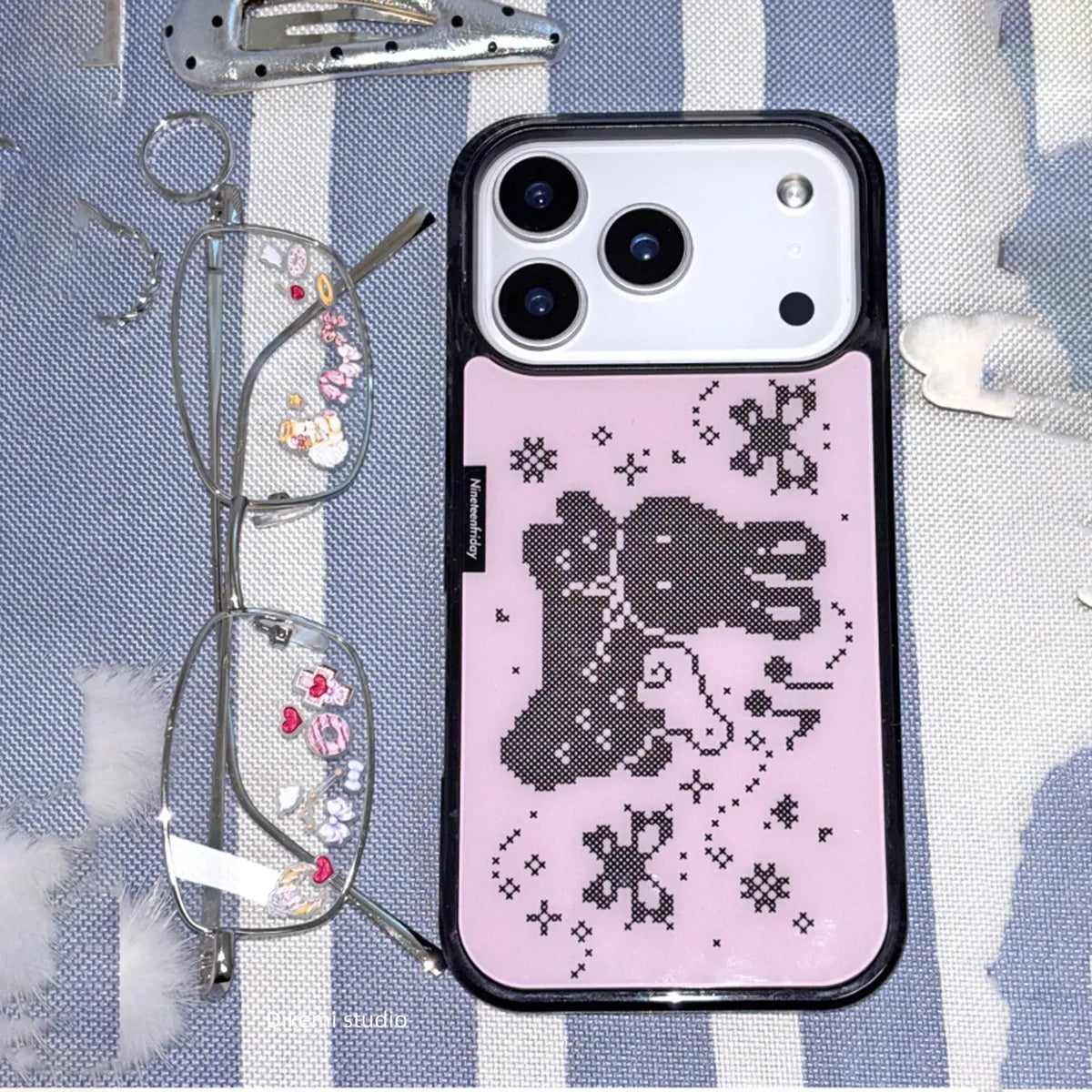 Pixel Rabbit Angel Wings Phone Case - Shockproof Silicone Back Cover for iPhone 11–17 Air, Pro Max & Plus