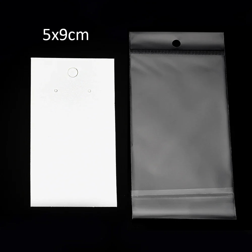 50 Sets Earring & Necklace Display Cards with Self-Seal Kraft Paper Bags – DIY Jewelry Packaging