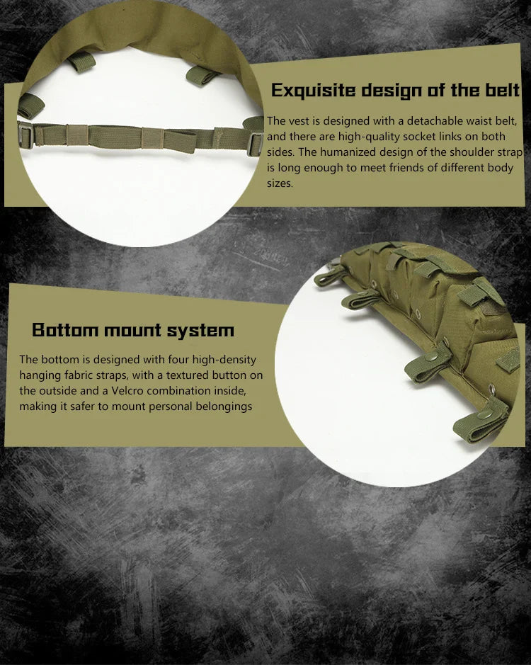 Tactical MOLLE Vest | Quick Release Hunting & CS Training Chest Vest with AK Belly Pockets